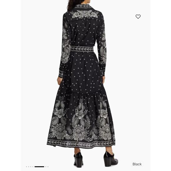 FARM Rio Paisley Print Bloom Maxi Dress Long Sleeves Black/Gray Size XS NWT - Picture 4 of 13